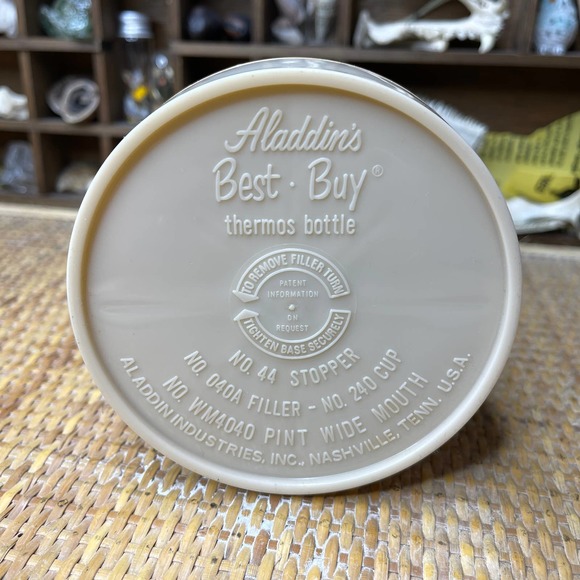 Vintage 80s Mustard Plaid Thermos Soup Beverages Double Walled by Aladdin - Picture 3 of 12